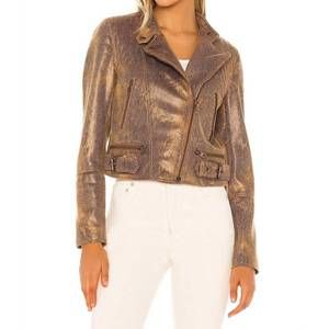 NEW FREE PEOPLE snakeskin fenix faux suede leather moto jacket in multicolor
